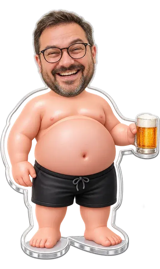 Z kuflem, na stojąco